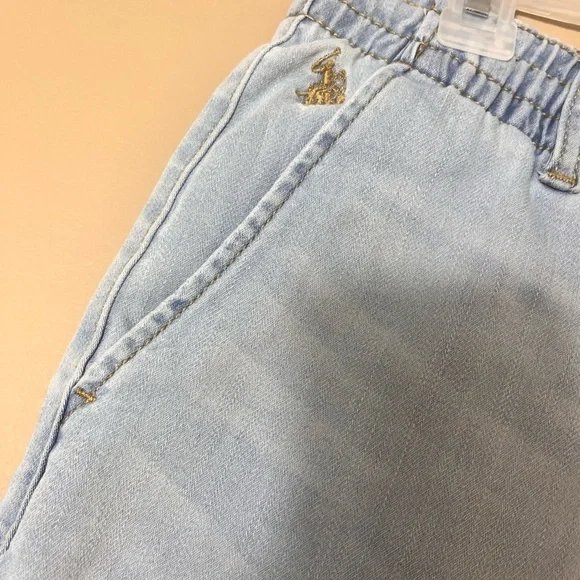 U.S. POLO ASSN. Chambray‎ Pull On Drawstring Denim Shorts Size XS Casual Preppy - Picture 7 of 9